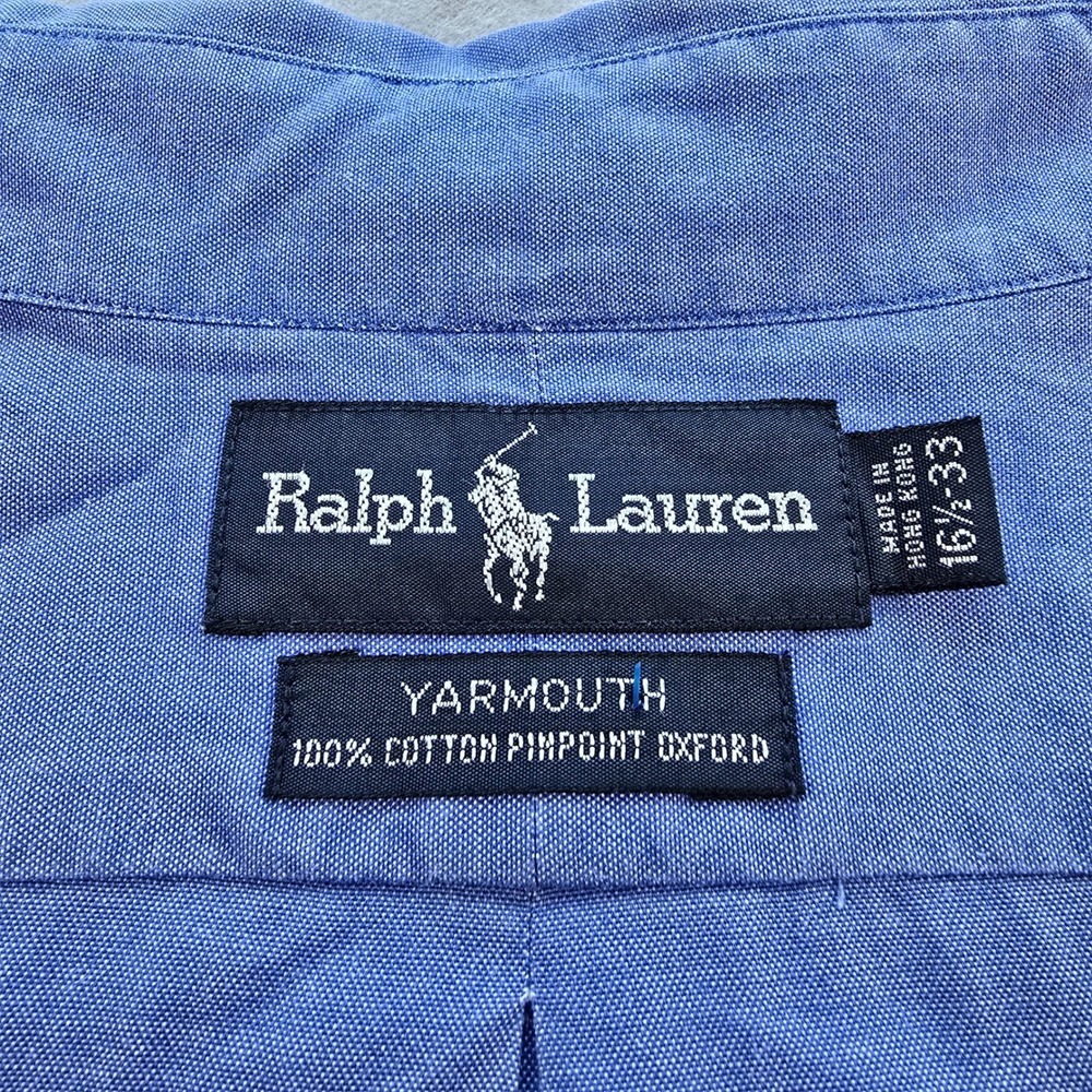 Ralph Lauren Yarmouth Blue Pinpoint Oxford Shirt Mens 16.5 33 Button Down L/S - Picture 5 of 5